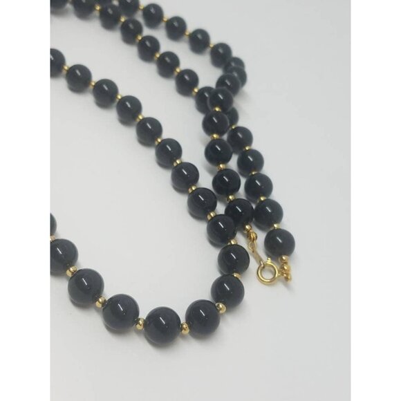 Vintage black and‎ gold bead necklace - Picture 5 of 8